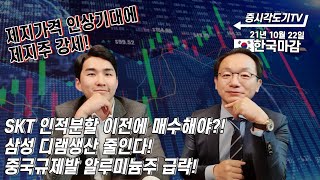 [10월22일 한국마감] 제지가격 인상기대에 제지주 강세! SKT 인적분할 이전에 매수해야_! 삼성 디램생산 줄인다! 중국규제발 알루미늄주 급락!