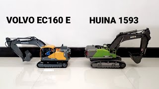 Huina 1593 VS Volvo EC 160E Double E598 | Tug of War | Test and Comparison | RC Excavator