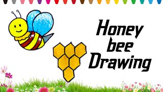 How to Draw a HONEYBEE| Bugs Drawing week| Crayons Drawing for kids | Coloring