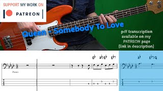 Queen - Somebody To Love (Bass cover with tabs)