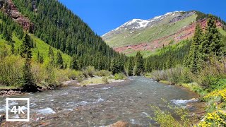 4K Mountain Spring Ambience | Mountain River Nature Sounds | Peaceful Nature Scene | White Noise