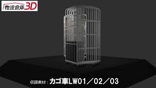 【物流倉庫3D】収録素材 No.09：カゴ車LW01／荷役機器／カゴ車／W800×D600×H1700 ※単位mm、他2点