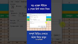 এক পৃষ্ঠায় বড় Excel শীট প্রিন্ট করুন। PRINT Your Entire Excel Sheet on ONE PAGE Easily! #shorts