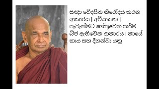 සඥා වේදයිත නිරෝදය කරන ආකාරය | අව්යාකත | පැවැත්මට හේතුවෙන කර්ම බීජ ඇතිවෙන ආකාරය