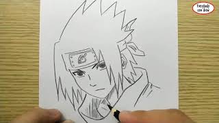 VERY EASY , How to draw sasuke from naruto , manga from japan / learn drawing academy