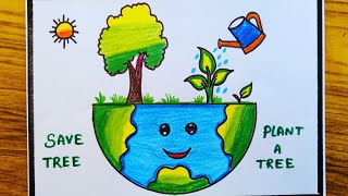 van mahotsav poster drawing/tree plantation drawing/वन महोत्सव पर चित्र /van mahotsav poster