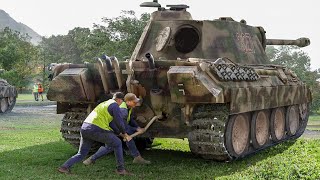 Starting Massive German Panther Tank By Hand - Tank Engine Start-up
