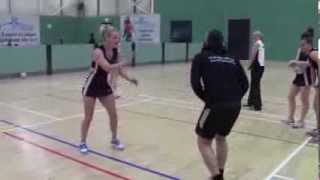 Des being hit in the crotch by a Netball