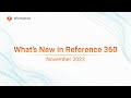 What's New in Reference 360 - November 2023