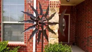 GIFTE-MART Kinetic wind Sculpture Modern Art SUN Dual large spinner metal garden outdoor Pinwheel