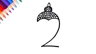 How To Draw Gautam Buddha With Number 2 - Step by step for beginners everyone