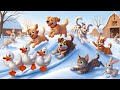 Magical Snowfall at the Farm | Animals and Farm Song for Kids 🎵🎵