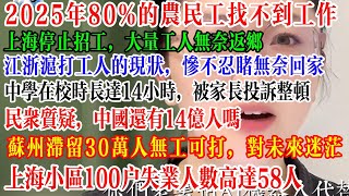 2025年80%的农民工找不到工作，滞留30万人无工可打, 江浙沪打工人的现状，惨不忍睹无奈回家 #中国社会 #失业 #中国失业 #中国经济