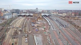 Halle Hauptbahnhof, Westseite – Baufortschritt Anfang 2019