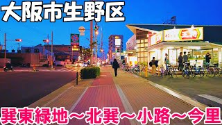 【大阪】夜の大阪市生野区を散策　巽東緑地～北巽～小路～近鉄今里   Stroll around Ikuno Ward, Osaka City 4K