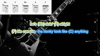Sultans of Swing by Dire Straits play along with scrolling guitar chords and lyrics