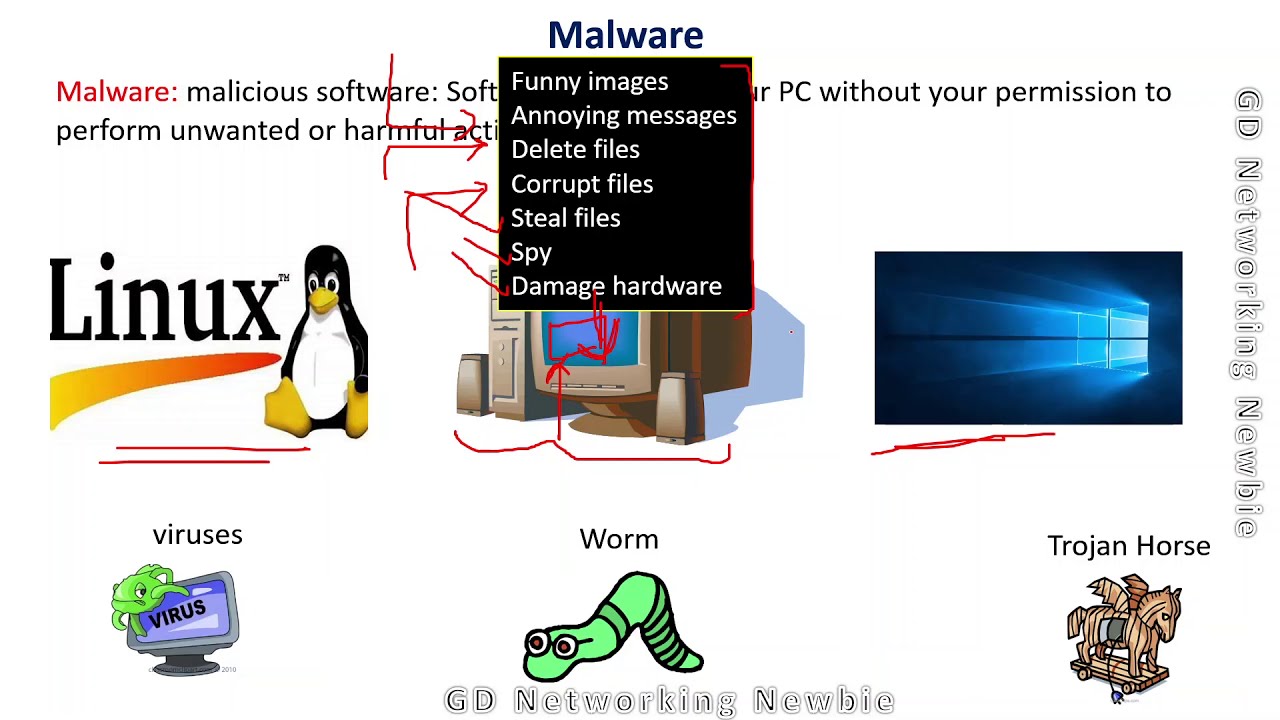 Malware - Virus , Worm And Trojan Horse - YouTube