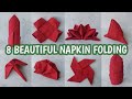 8 SIMPLE & BEAUTIFUL TABLE NAPKIN FOLDING | Lipatan Napkin Simple dan Indah | Lipatan Serbet Unik