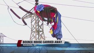 Bounce house flies away in New York