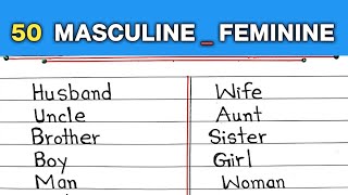 50 Masculine and Feminine words in English || 50 Gender name