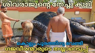 കൊല്ലം പൂരത്തിന് എത്തിച്ചേരുന്ന ഗജവീരന്മാർ| കൊല്ലം പൂരം 2024| Asramam Sreekrishna Swami temple