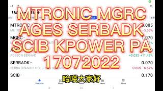 17072022 #MTRONIC #MGRC #AGES #SERBADK #SCIB #KPOWER #PA #KLSE TECHNICAL ANALYSIS