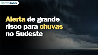 Inmet: alerta de grande risco para chuvas no Sudeste