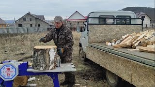 Колка берёзы большого диаметра. Починил самосвал.