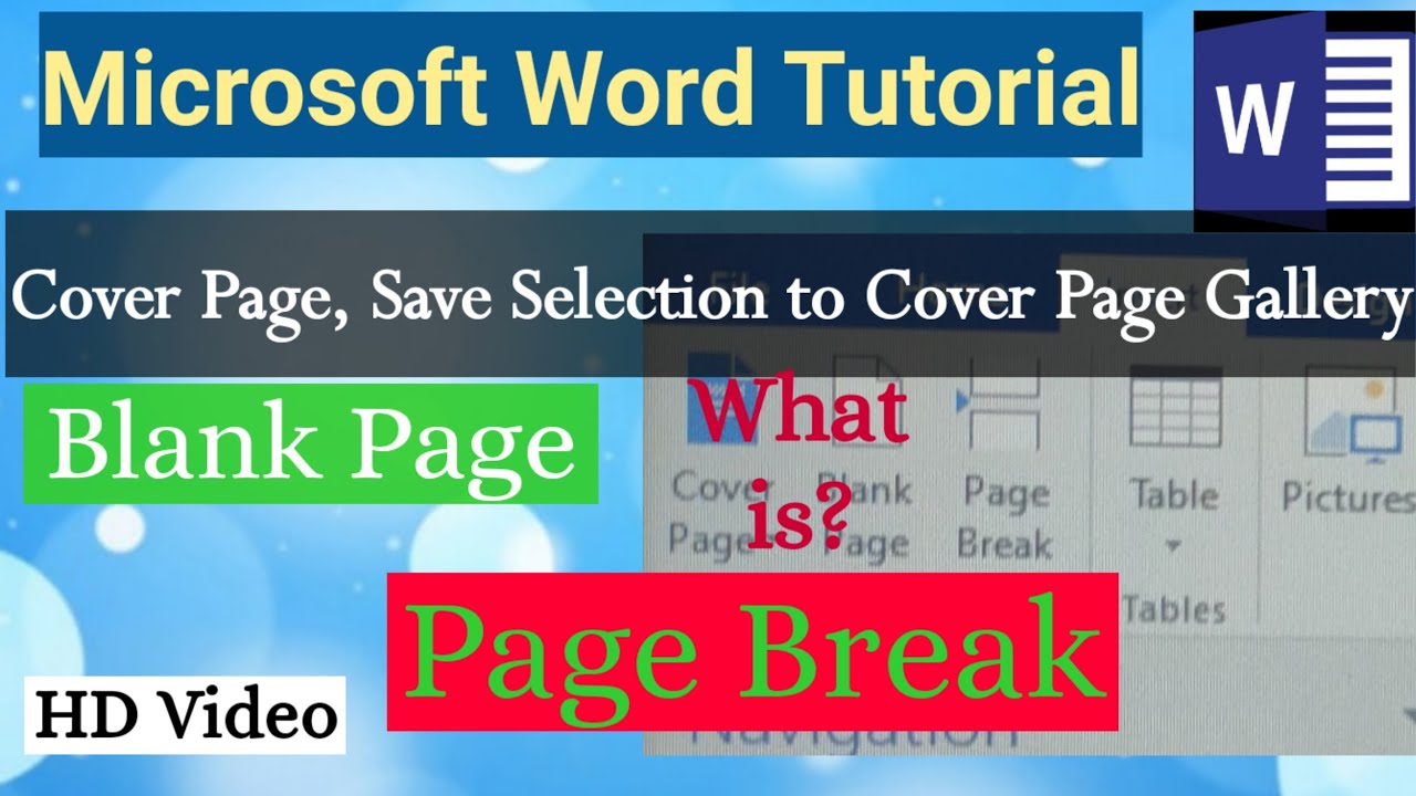 26. Insert, Cover Page, Blank Page, Page Break | MS Word - YouTube