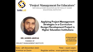 Applying Project Management Strategies in Curriculum Design/Development Project in Institutions