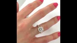 1.30 ct Round Diamond Engagement Ring in Cushion Halo and U-Stem