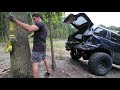 how to pull out huge dents using a tree