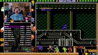 Arcathlon NES speedrun in 4:16:38 by Arcus (Batman, Castlevania, Ninja Gaidens, SMBs, and Zeldas)