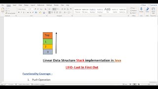 Linear Data Structure Stack implementation in Java | LIFO | Push | Pop | Peek