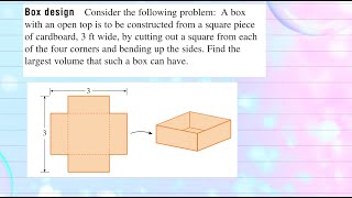 Optimization in Calculus | Finding the largest volume possible for an open top box