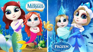 My Talking Angela 2 | Frozen Mother vs Ariel Mother her daughters | cosplay