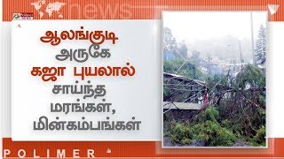 ஆலங்குடி அருகே கஜா புயலால் சாய்ந்த மரங்கள், மின்கம்பங்கள்