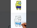 How to Draw SPONGEBOB easy | Draw Sponge Bob Step by Step | Drawing cute AMONG US character #Shorts