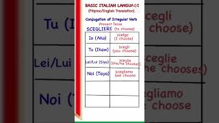 BASIC ITALIAN LANGUAGE: Present Tense of SCEGLIERE (irregular verb)