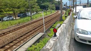 4026次經由宜蘭線開往蘇澳新的EMU815+EMU816超優質微笑號區間快車，和4131次經由宜蘭線開往樹林的EMU501車王區間車