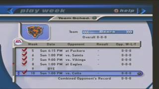 MADDEN NFL 2001, TEAM SCHEDULE, 2000 2001 SEASON CHICAGO BEARS