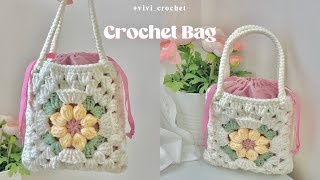 🌼How To Crochet Small Bag | Flower Granny Square Bag🌼