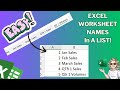 How to Get a List of All Worksheet Names Automatically in Excel.
