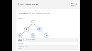 LeetCode 250 Count Univalue Subtrees