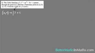 VCE Maths Methods -Year 11 & 12 - Solving A Cubic Function for the value of a, b and c