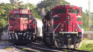 ES44AC comienzan a rugir! FXE 4128 SD70ACe con pontente Horn K5LLA! 2 Maquinas pitando a la vez!