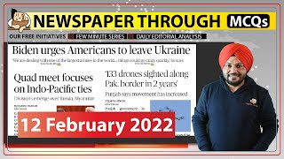 Newspaper through MCQs || 12th February 2022 || UPSC IAS ||