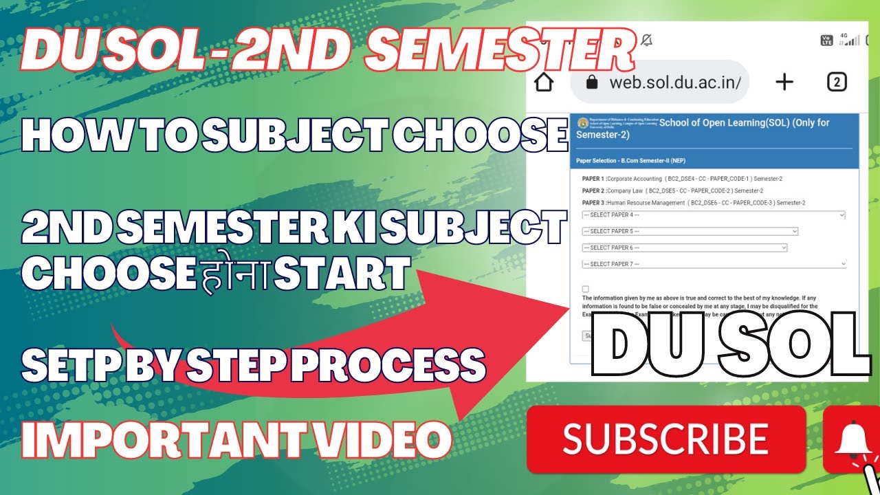 SOL SECOND SEMESTER SUBJECT CHOOSE |HOW TO SUBJECT CHOOSE 2ND SEMESTER ...