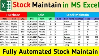 Stock Maintain in Excel in Hindi | Stock Management in Excel | Excel Stock Maintain | Stock Maintain