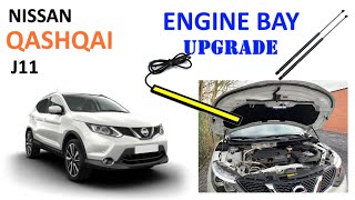 Nissan Qashqai J11: installing gas struts \u0026 LED work light under the bonnet